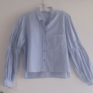 Zara Basic Blue and White Stripe Crop Top